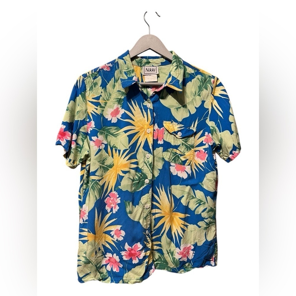 Nikki Hawaiian Button-Up Top – Size 10 - Picture 2 of 5